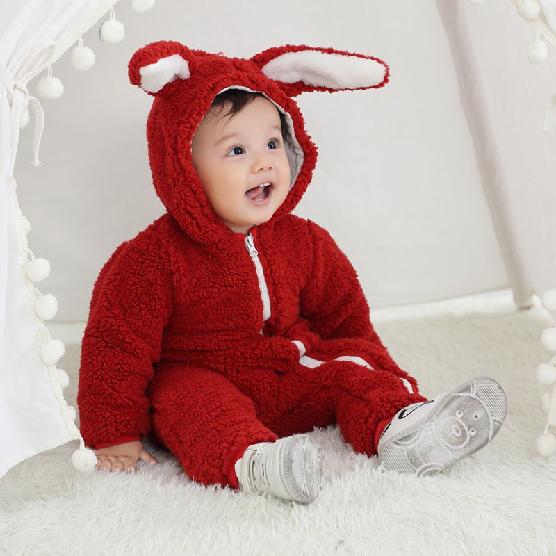 Baby warme konijnenoren jumpsuit